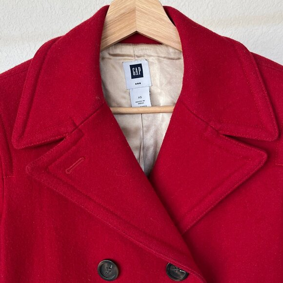 Gap Wool Peacoat Red Double Breasted Topcoat XS - Picture 5 of 12